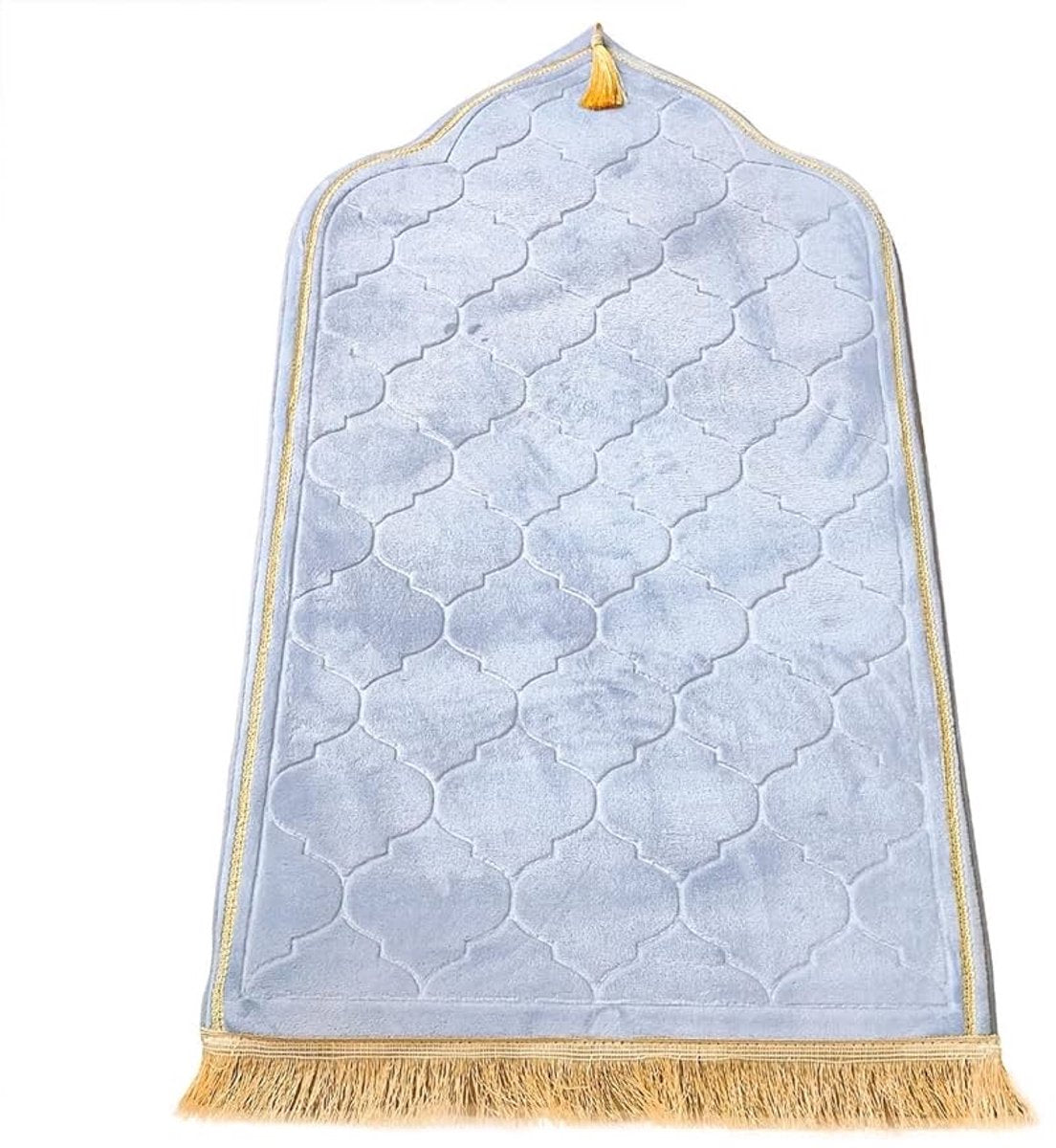 Gebedsmat – Comfortabele & Zachte Islamitische Prayer Mat – Antislip Gebedskleed met Gouden afwerkingen - 115 x 65 - Wit