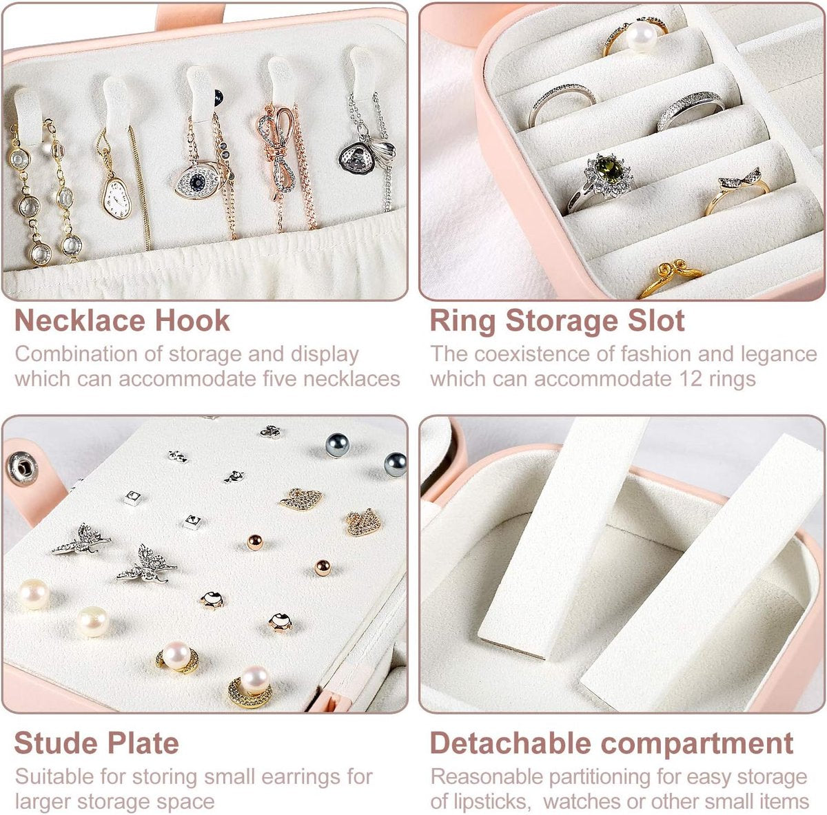 Sieradendoos – Compact Reisetui & Organizer voor Ringen, Kettingen en Oorbellen – Draagbare Sieradenbox