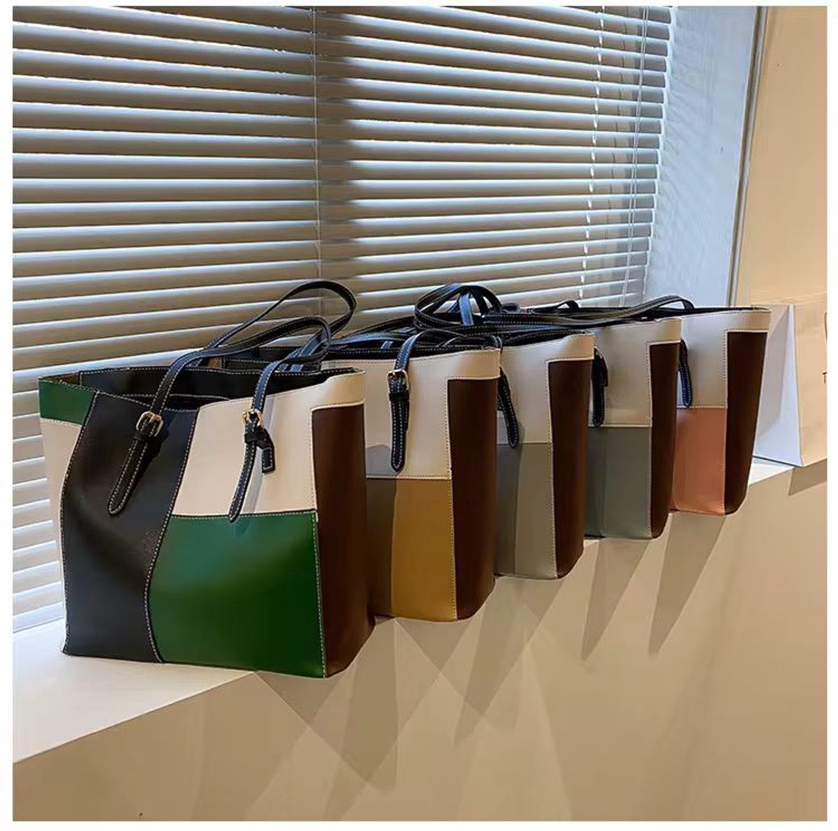 Dames Handtas & Schoudertas – Grote Capaciteit – PU Leer – Modieuze Meerkleurige Tas