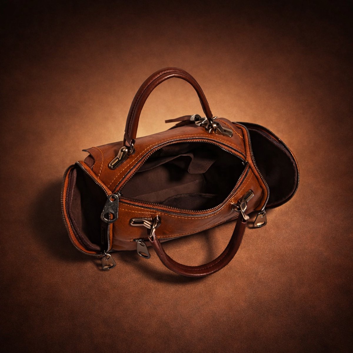 Dames Schoudertas / Crossbody Tas – Luxe PU Leer – Designer Look – Groot Ruim Model – Kastanjebruin