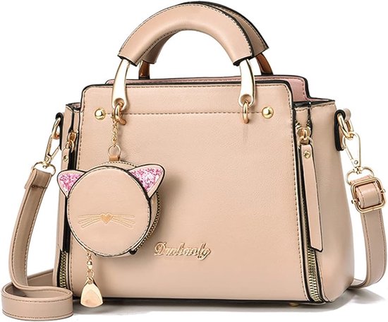 Dames Handtas – PU Leer – Met Katten portemonnee – Schoudertas & Crossbody – Verstelbare Riem - Meerdere kleuren