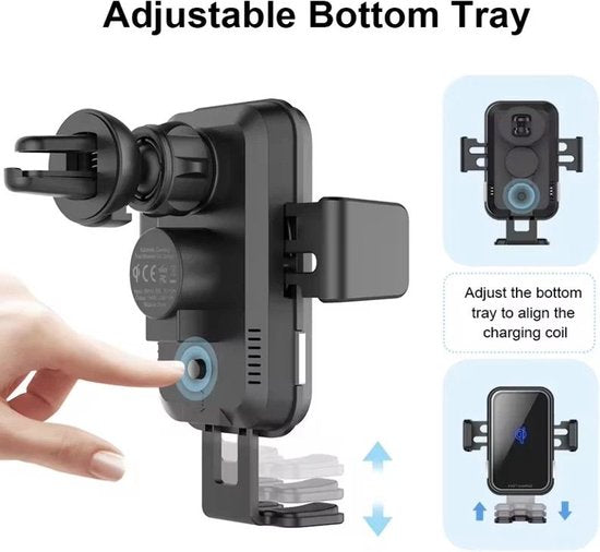 Telefoonhouders Auto 15W QI Draadloze Oplader - Ventilatie, Raam, Dashboard - Zuignap - Smartphone Autolader Draadloos - GSM Houder Adapter