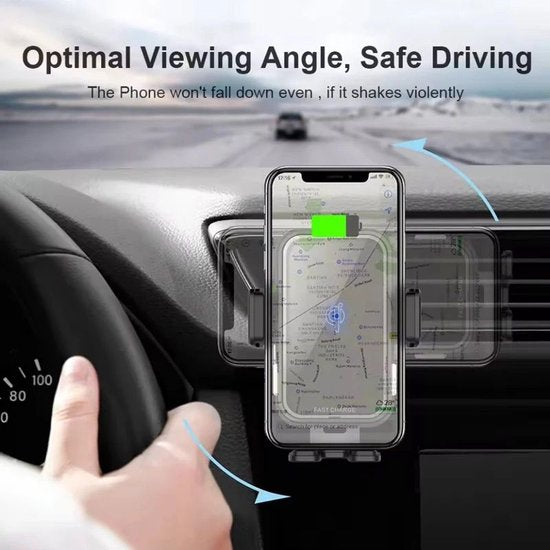 Telefoonhouders Auto 15W QI Draadloze Oplader - Ventilatie, Raam, Dashboard - Zuignap - Smartphone Autolader Draadloos - GSM Houder Adapter