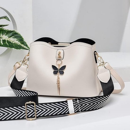 Dames Schoudertas – Lichtgewicht Crossbody Tas – Kleine Modieuze Handtas met Vlinder Hanger