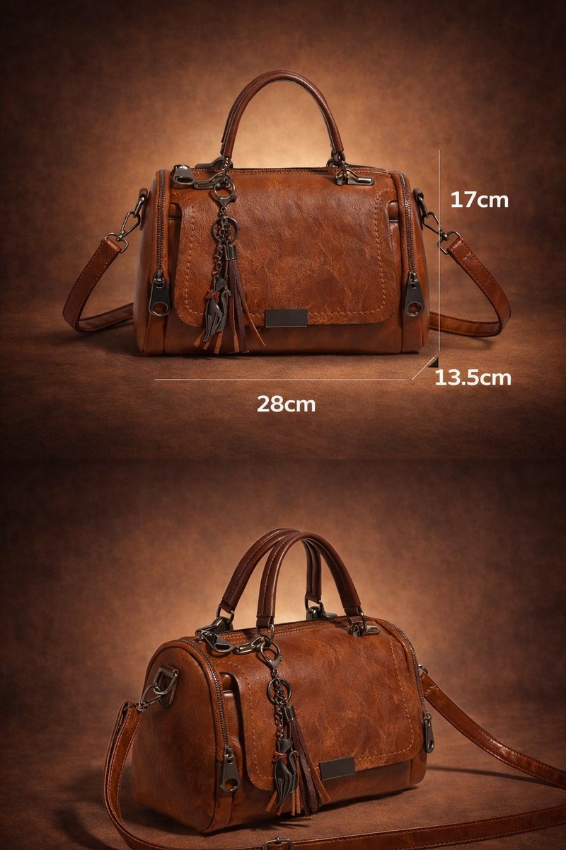 Dames Schoudertas / Crossbody Tas – Luxe PU Leer – Designer Look – Groot Ruim Model – Kastanjebruin