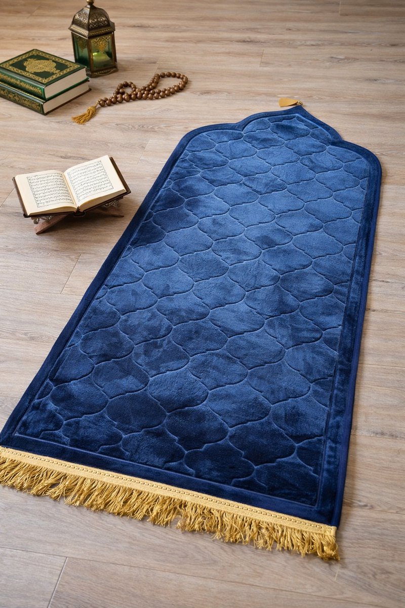 Islamitische Gebedsmat Blauw – Zacht & Comfortabel Antislip Gebedskleed (115×65 cm)