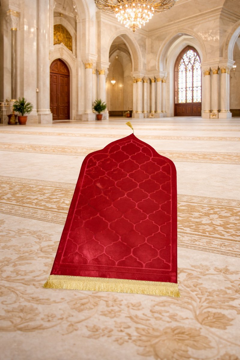 Islamitische Gebedsmat Rood – Zacht & Comfortabel Antislip Gebedskleed (115×65 cm)