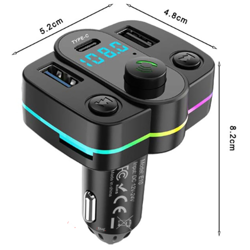 FM Bluetooth Transmitter V1 – USB-C Snellader - Handsfree -  Autolader – Carkit - MP3