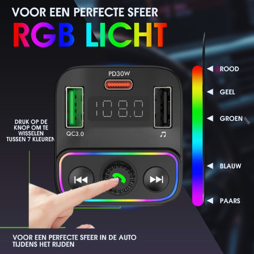 FM Bluetooth Transmitter V1 – USB-C Snellader - Handsfree -  Autolader – Carkit - MP3