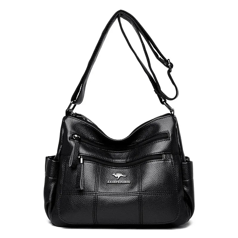 Luxe Dames Handtas van Zacht Leer – Designer Schoudertas met 3 Lagen & Grote Capaciteit