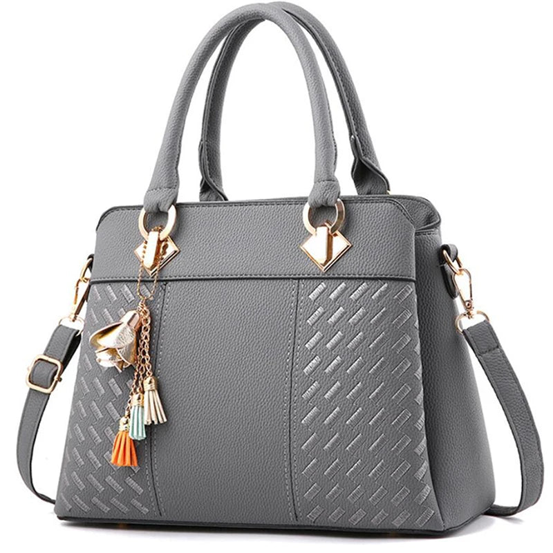 Luxe Dames Handtas – Crossbody & Schoudertas met Kwastje – Geborduurde Tote met Grote Capaciteit