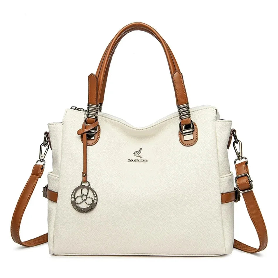 Luxe Dames Handtas van Zacht Leer – Designer Schoudertas met 3 Lagen & Grote Capaciteit