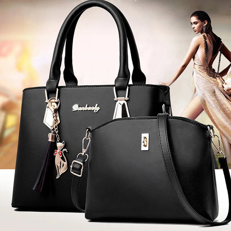 2-delige Dameshandtas Set – PU Lederen Schoudertas met Elegante