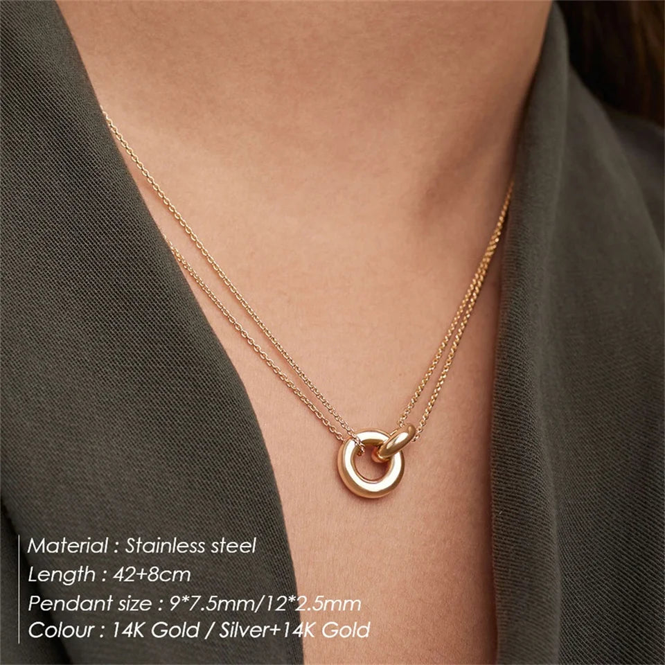 Dubbele Ketting met Cirkel & Staaf