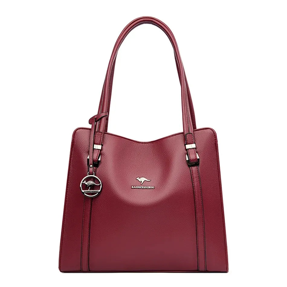 Luxe Dames Handtas van Zacht Leer – Designer Schoudertas met 3 Lagen & Grote Capaciteit