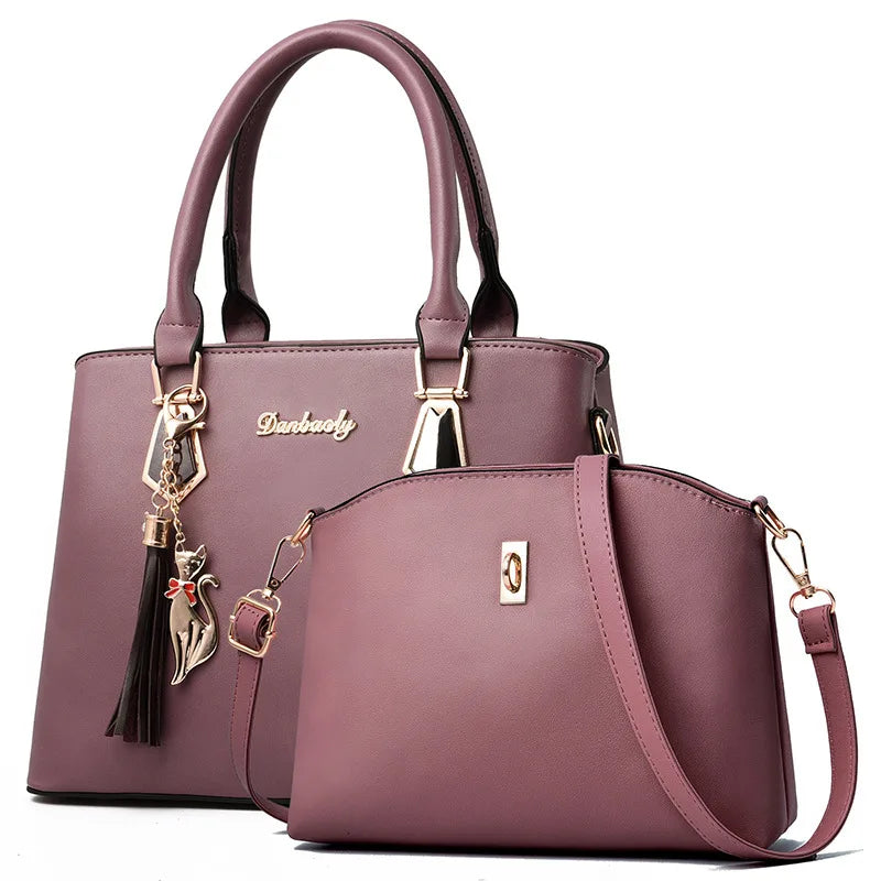 2-delige Dameshandtas Set – PU Lederen Schoudertas met Elegante