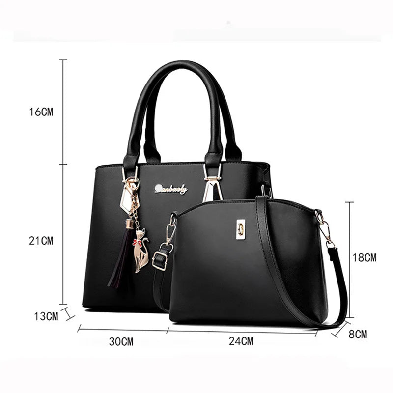 2-delige Dameshandtas Set – PU Lederen Schoudertas met Elegante