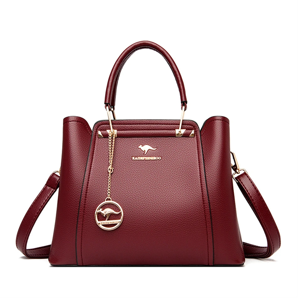 Luxe Dames Handtas van Zacht Leer – Designer Schoudertas met 3 Lagen & Grote Capaciteit