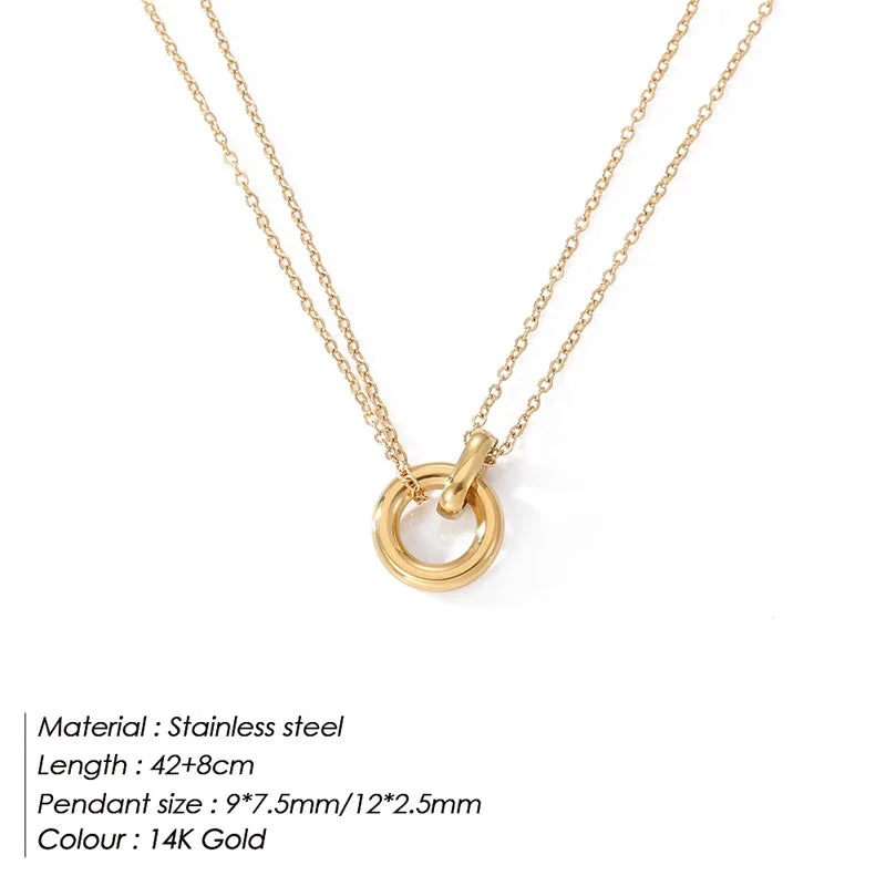 Dubbele Ketting met Cirkel & Staaf