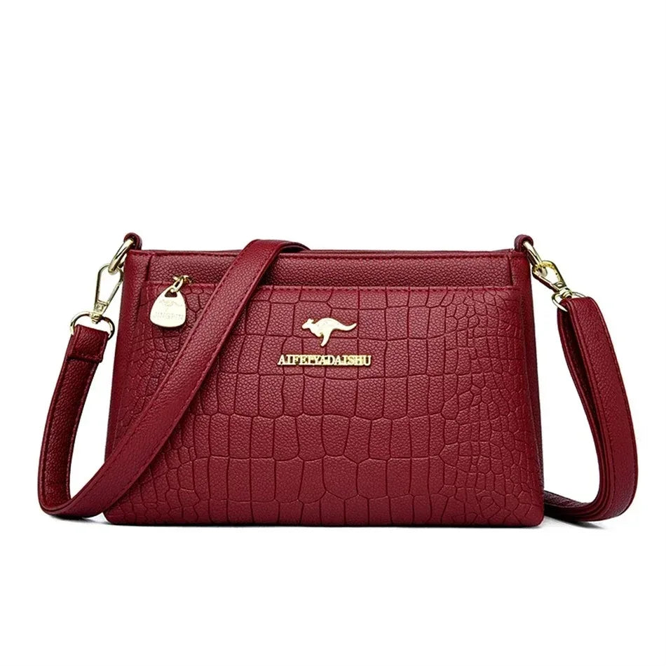 Luxe Dames Handtas van Zacht Leer – Designer Schoudertas met 3 Lagen & Grote Capaciteit
