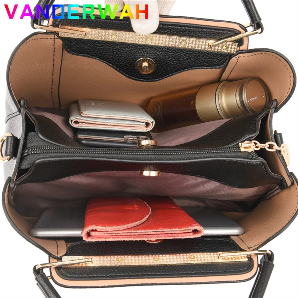 Luxe Dames Handtas van Zacht Leer – Designer Schoudertas met 3 Lagen & Grote Capaciteit