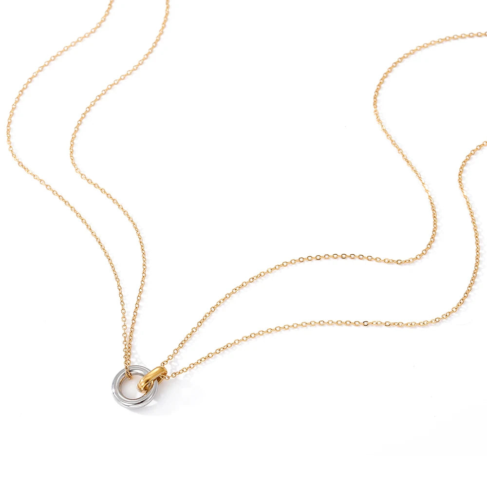 Dubbele Ketting met Cirkel & Staaf