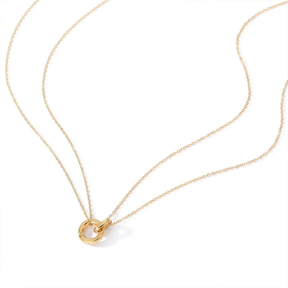Dubbele Ketting met Cirkel & Staaf