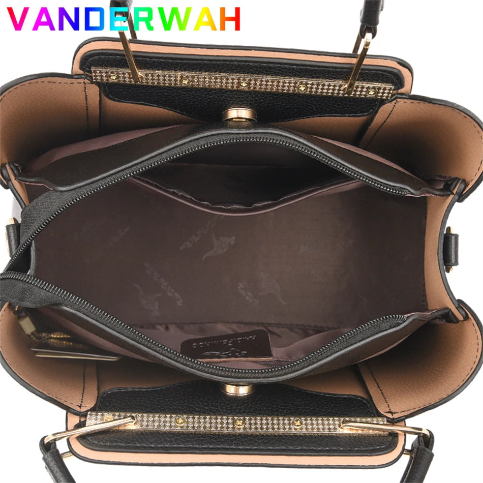 Luxe Dames Handtas van Zacht Leer – Designer Schoudertas met 3 Lagen & Grote Capaciteit