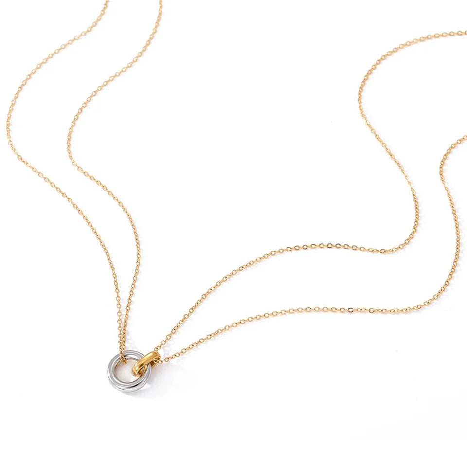 Dubbele Ketting met Cirkel & Staaf