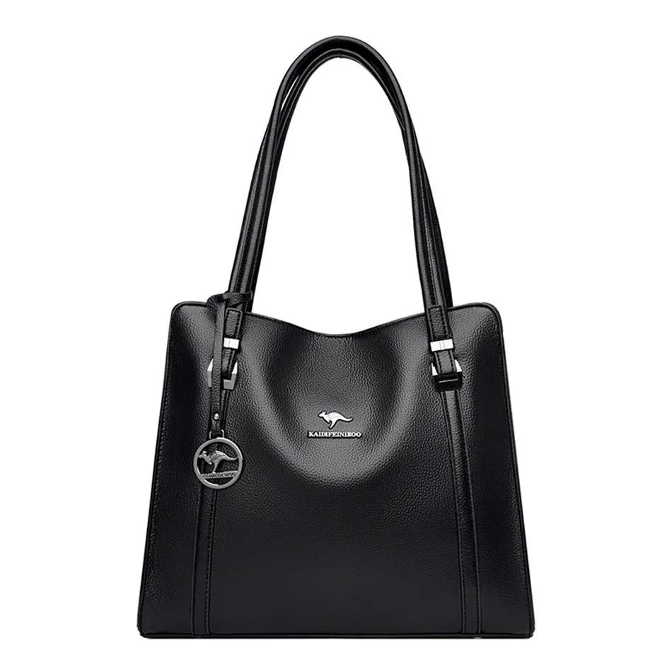 Luxe Dames Handtas van Zacht Leer – Designer Schoudertas met 3 Lagen & Grote Capaciteit