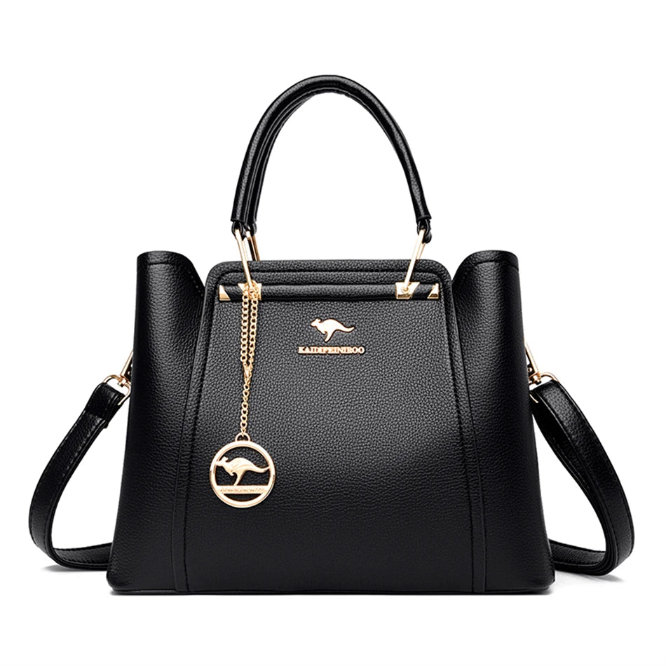 Luxe Dames Handtas van Zacht Leer – Designer Schoudertas met 3 Lagen & Grote Capaciteit