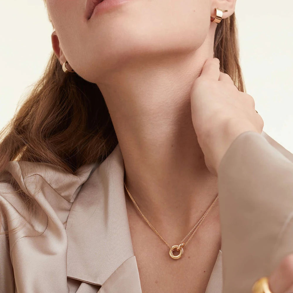 Dubbele Ketting met Cirkel & Staaf