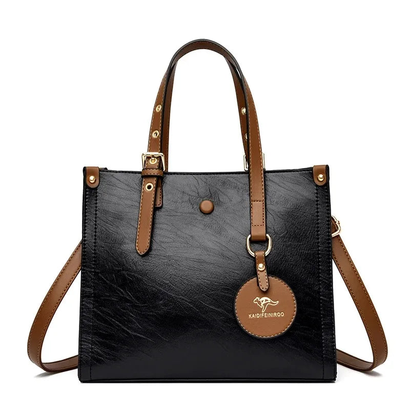 Luxe Dames Handtas van Zacht Leer – Designer Schoudertas met 3 Lagen & Grote Capaciteit