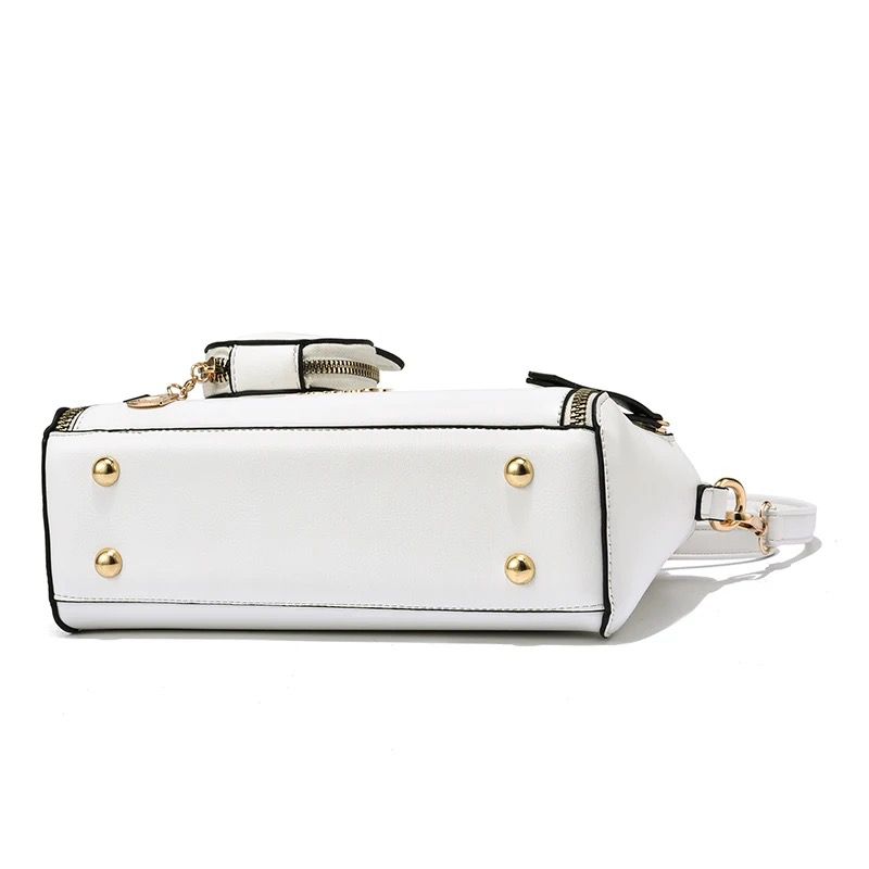 Witte Dames Handtas van PU Leer – Met Katten Portemonnee – Verstelbare Crossbody & Schoudertas