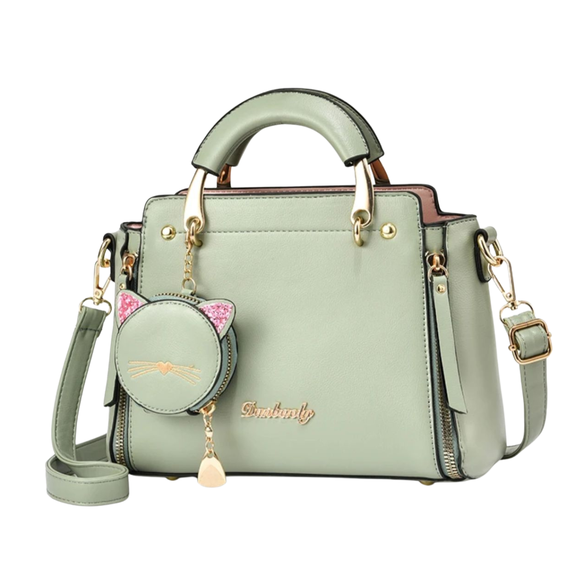 Dames Handtas – PU Leer – Schoudertas & Crossbody – Verstelbare Riem – Met Katten Portemonnee