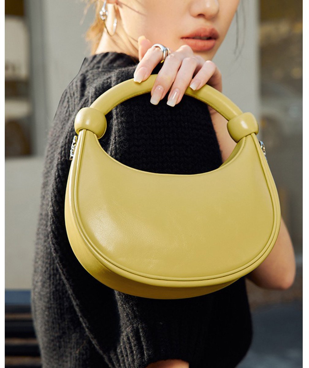 Leren Schoudertas Dames – Tote Handbag met Ritssluiting en Verstelbare Schouderband – Kleine Crescent Clutch