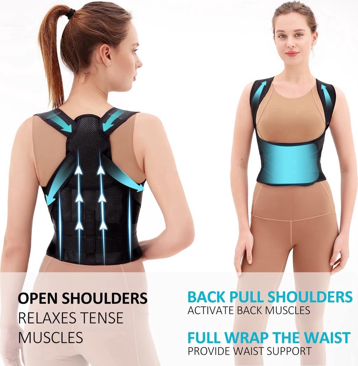 Postuur Corrector – Comfortabele en Verstelbare Houding Corrector tegen Rugklachten - Maat S/M/L