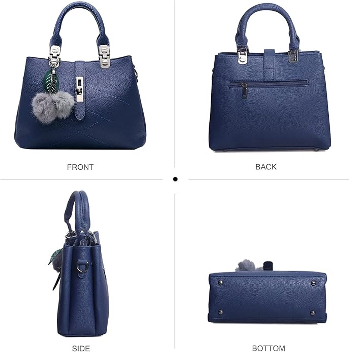 Dames PU leren Handtas - Mode Schoudertas met Pompom - Designer Tophandvat - meerdere kleuren