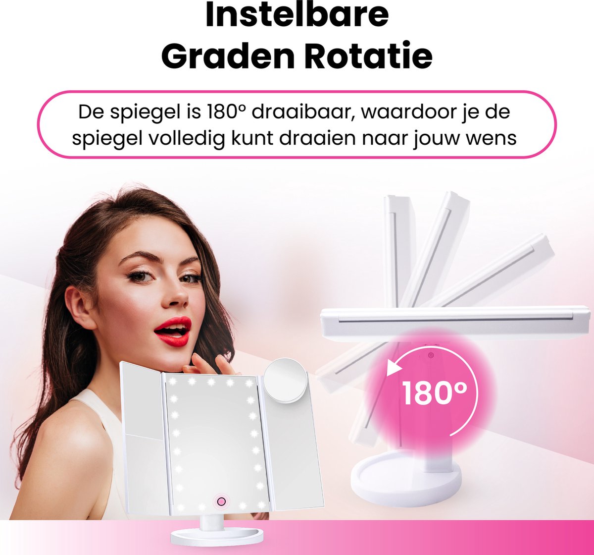 iStag LED make-up spiegel met touch sensor met verlichting - cosmetica spiegel - Batterijen USB