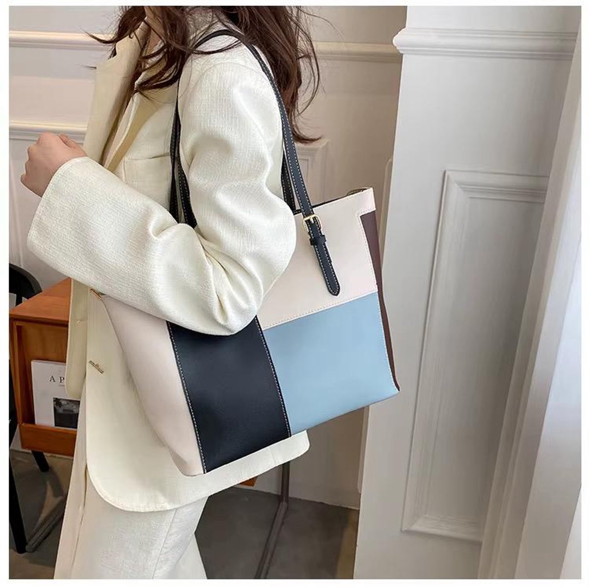 Dames Handtas & Schoudertas – Grote Capaciteit – PU Leer – Modieuze Meerkleurige Tas