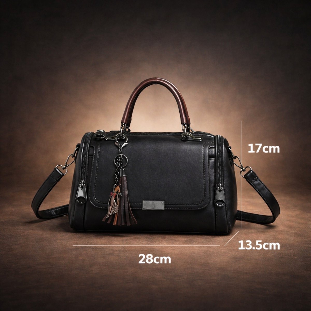 Dames Schoudertas / Crossbody Tas – Luxe PU Leer – Designer Look – Groot Ruim Model – Zwart