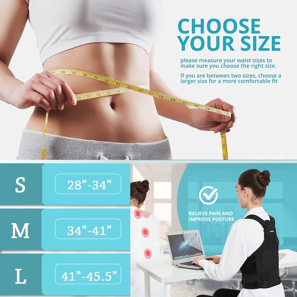 Postuur Corrector – Comfortabele en Verstelbare Houding Corrector tegen Rugklachten - Maat S/M/L