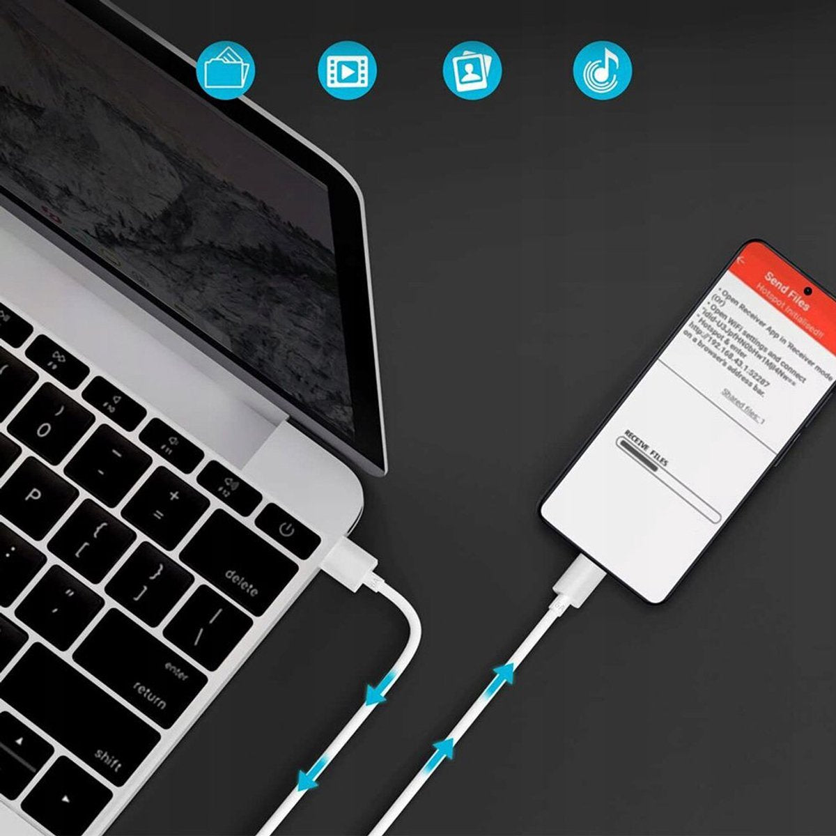 iSTAG 120W Snellader – Snel Opladen – USB-A naar USB-C Adapter met 1M Kabel – Geschikt voor Xiaomi Apple, Samsung, OPPO, OnePlus, Huawei, Android - Universeel - Wi