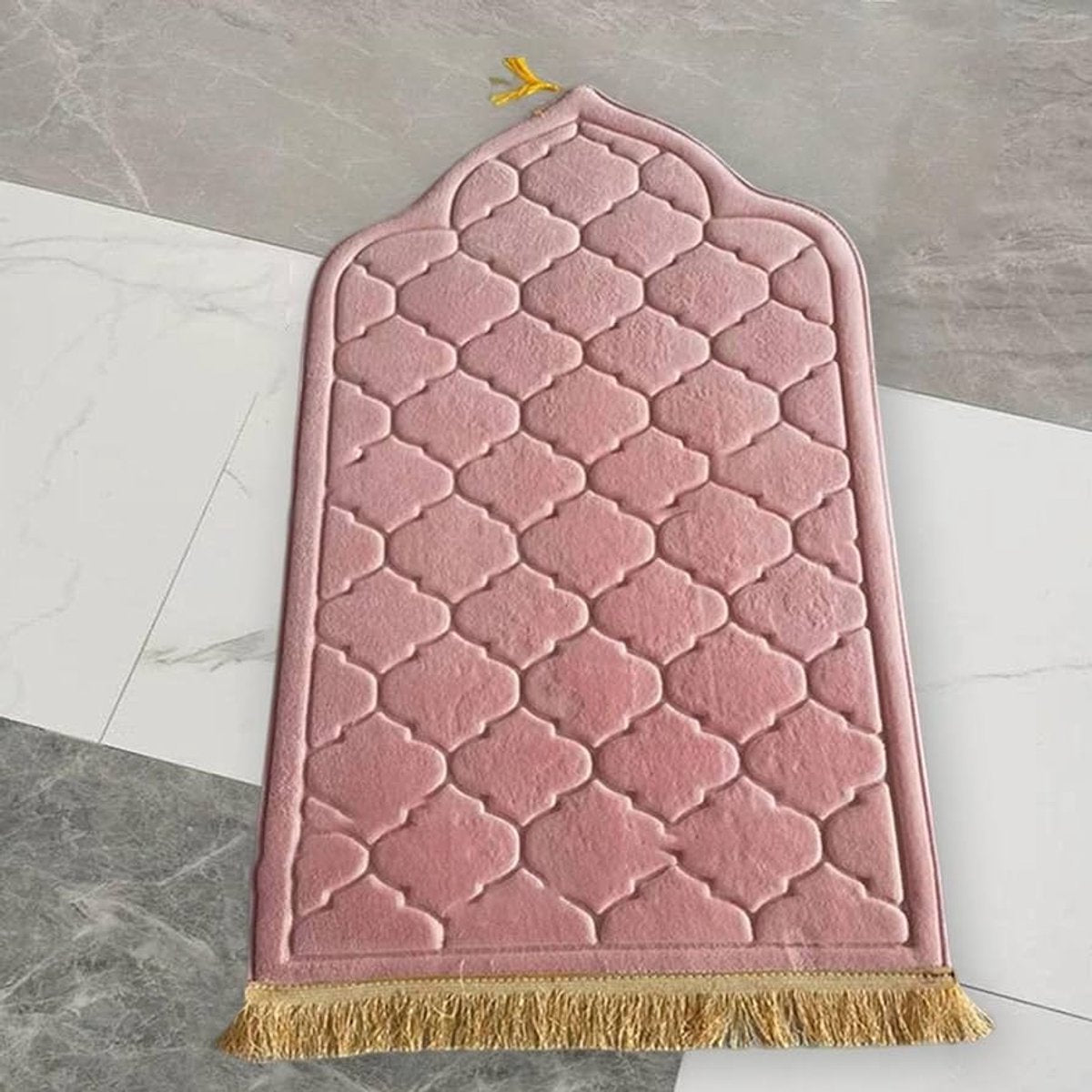 Gebedsmat – Comfortabele & Zachte Islamitische Prayer Mat – Antislip Gebedskleed met Gouden afwerkingen – 115 x 65 cm - paars