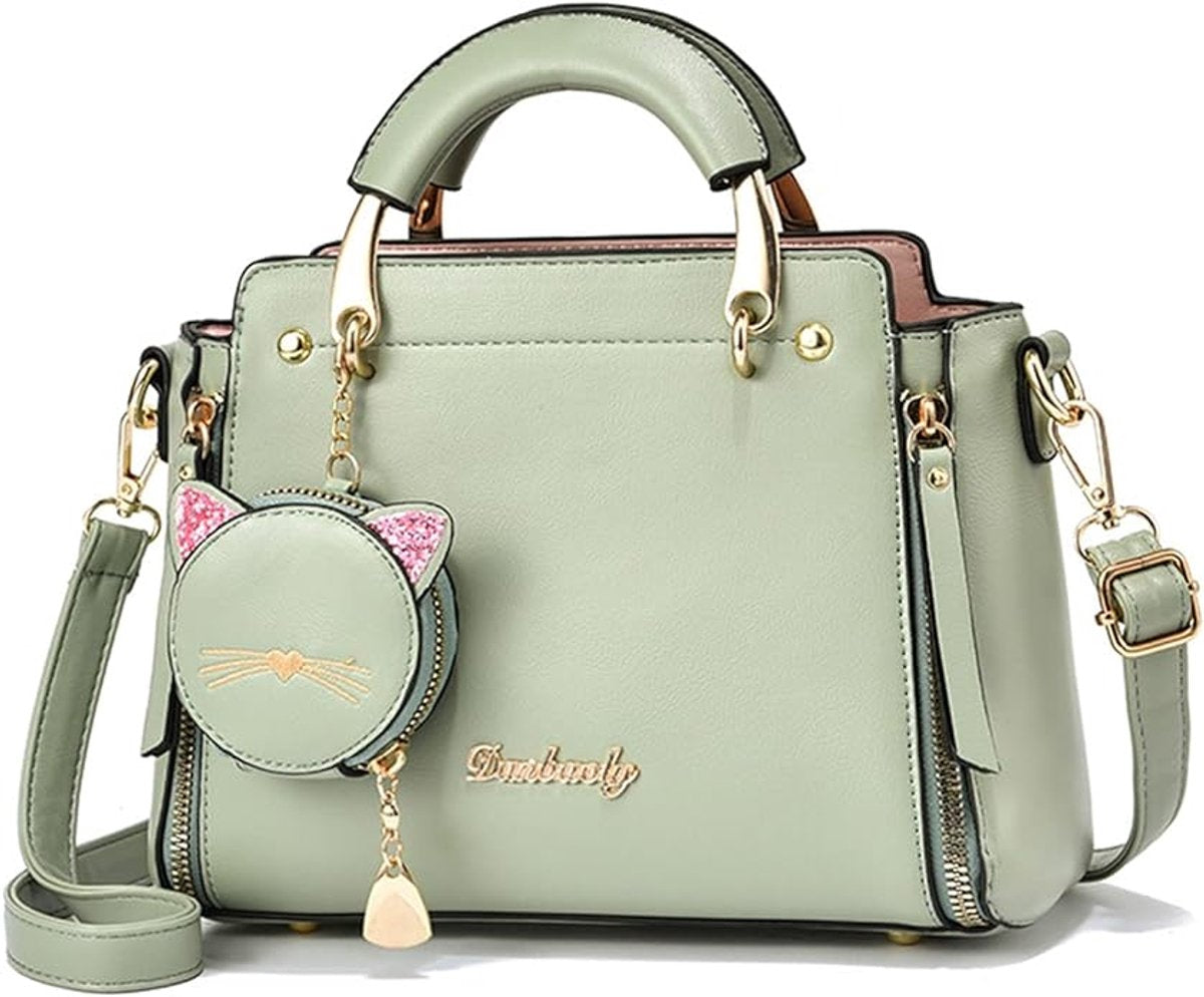 Dames Handtas – PU Leer – Met Katten portemonnee – Schoudertas & Crossbody – Verstelbare Riem - Meerdere kleuren