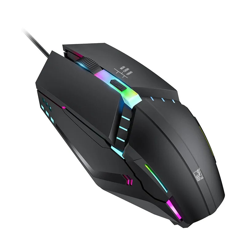 Gaming mouse with 1200DPI and RGB lighting - computer &amp; laptop - LED ergonomic mouse