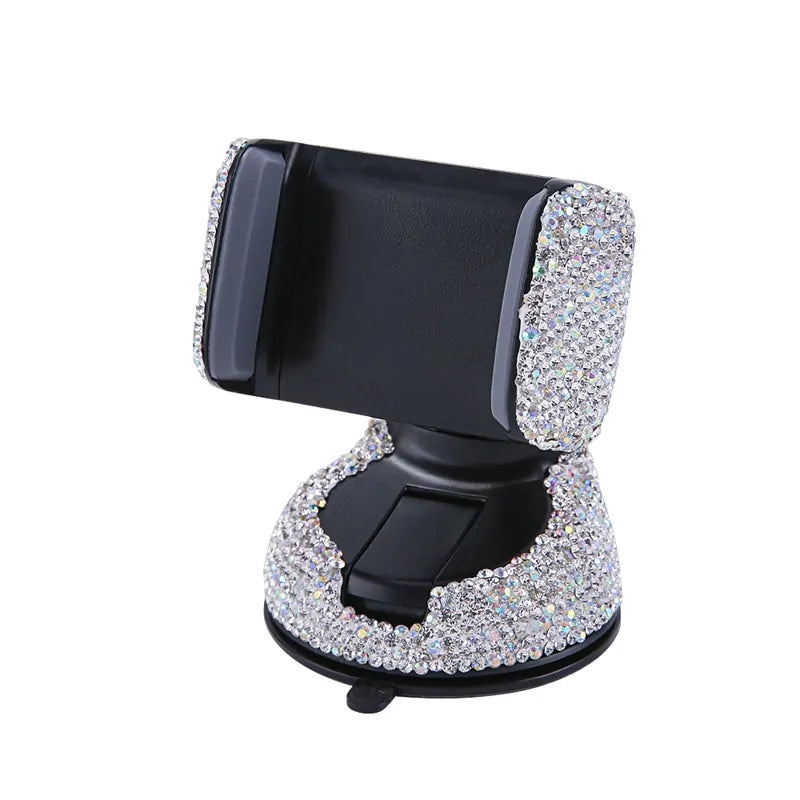 Diamond Bling Car Cell Phone Holder Girl Rhinestone Crystal Mount Universal Fit Mobile Holder Car - For Women