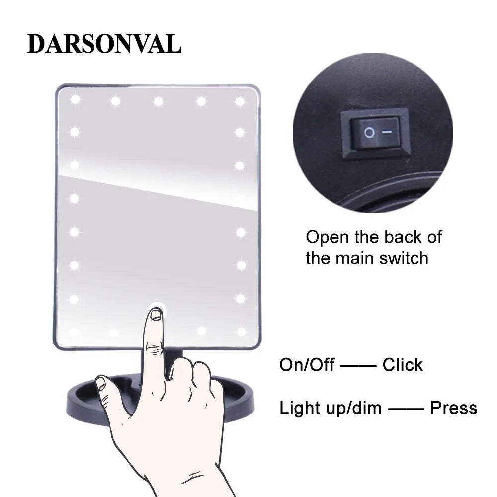 Make-up Mirror with LED lighting - Ring Tray - 16 Light Points