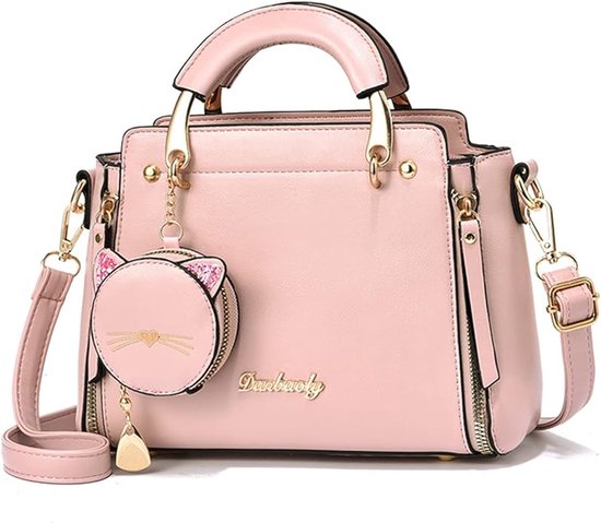 Dames Handtas – PU Leer – Met Katten portemonnee – Schoudertas & Crossbody – Verstelbare Riem - Meerdere kleuren