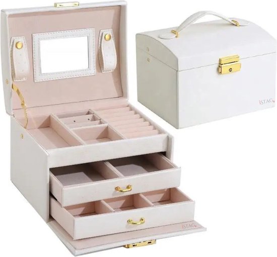 iStag beauty Jewelry Box for Adults Pink - Jewelry Box Girls - Jewelry Box Luxury - Faux Leather